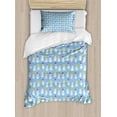 thumbnail image 1 of Snowman Duvet Cover Set Twin Size, Snow Made Silhouettes with Colorful Winter Accessories Funny Design, Decorative 2 Piece Bedding Set with 1 Pillow Sham, Pale Blue and Multicolor, by Ambesonne, 1 of 3