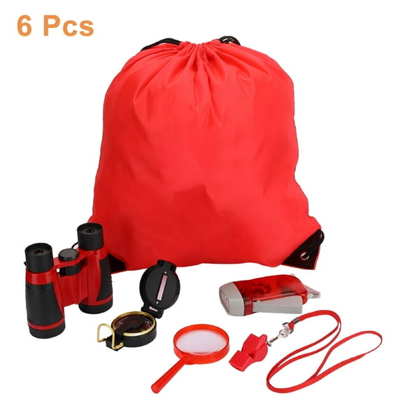 BESTSKY 6Pcs Outdoor Exploration Binoculars Set Young Kids Educational Gift For Camping Hiking Red