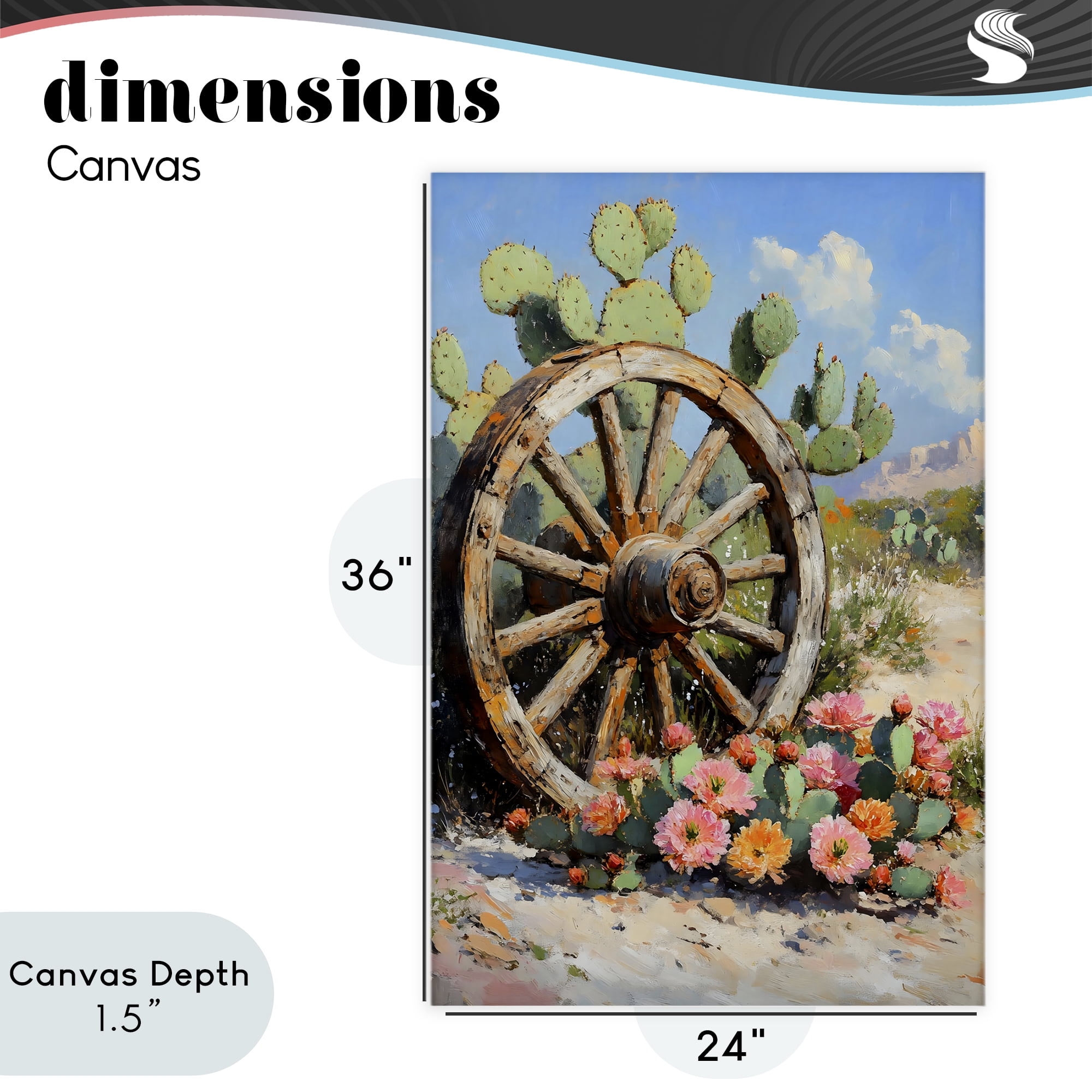 Stupell Industries Wagon Wheel Among Cactus Canvas Wall Art, design by Franklyn Gregory