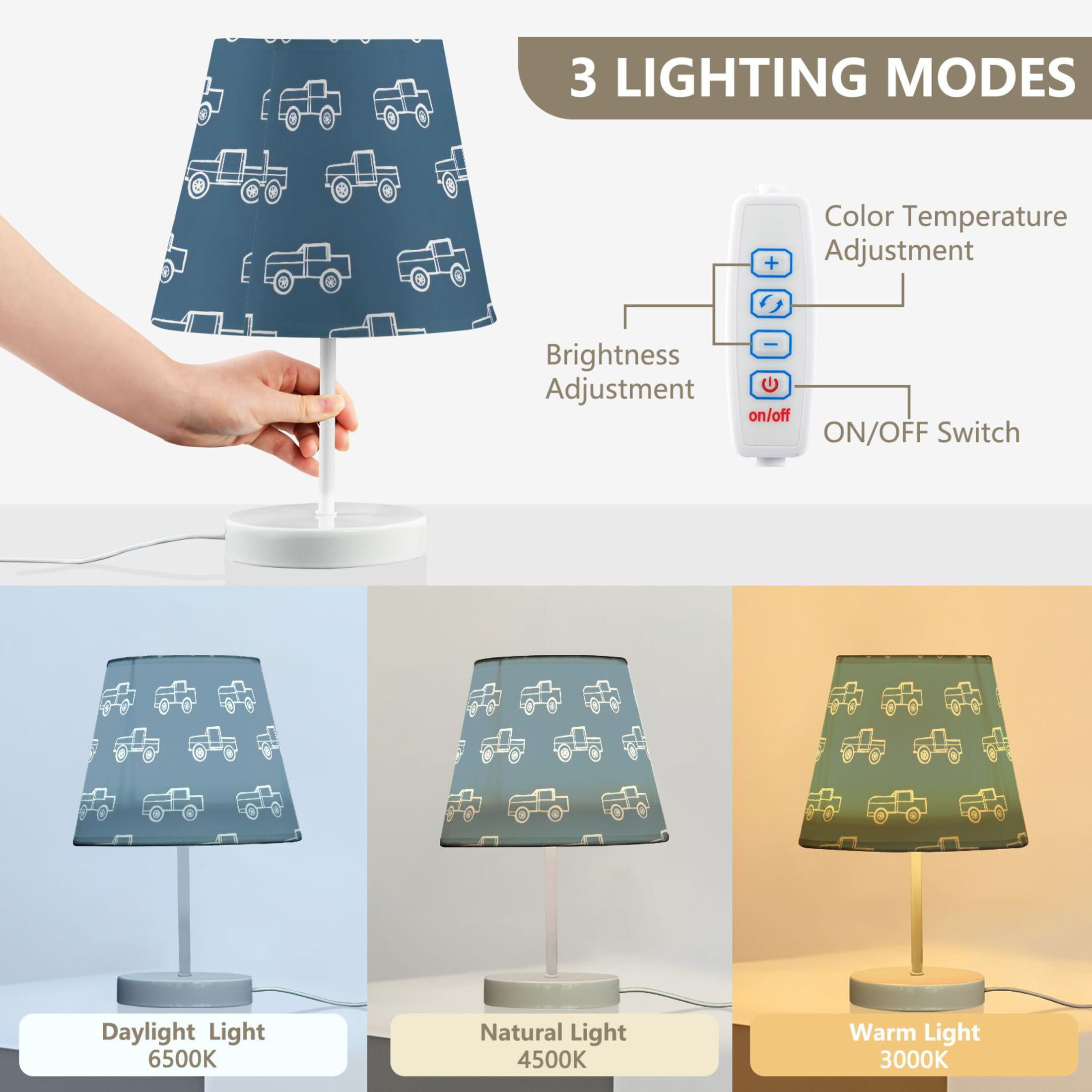 LED Desk Lamp Outline Cars Table Nightstand Lamps with 3 Color Temperatures for Home Bedroom Living Room Decor 6x11