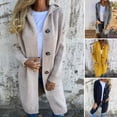 thumbnail image 2 of Women Knitted Cardigan Hooded Long Sleeve Single Breasted Sweater Coat with Pockets Solid Color Mid-length Knitwear, 2 of 8