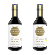 San-J - Organic Gluten Free Tamari Soy Sauce with 25% Less Sodium - Specially Brewed - Made with 100% Whole Soy - 20 oz. Bottles - 2 Pack