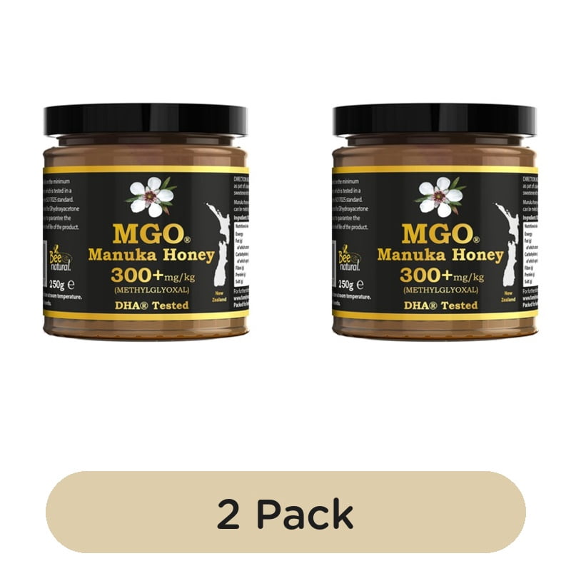 MGO Monofloral Manuka Honey 300+ mg/kg Methylglyoxal 250g, British Import (Pack of 2)