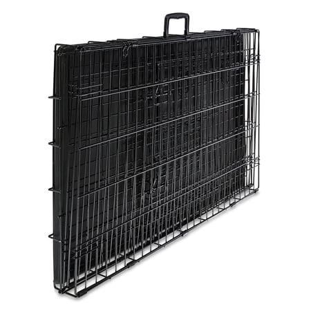 VIBRANT LIFE WIRE DOG CRATE, DOUBLE-DOOR, DIVIDER AND LEAK-PROOF TRAY, METAL, FOLDABLE, DURABLE, BLACK, 36 IN