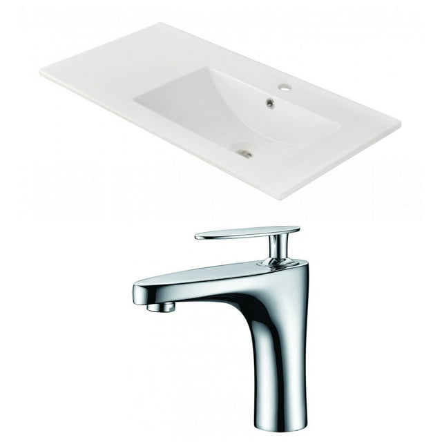 American Imaginations 48-in. W 3H8-in. Ceramic Top Set In White Color AI-16031