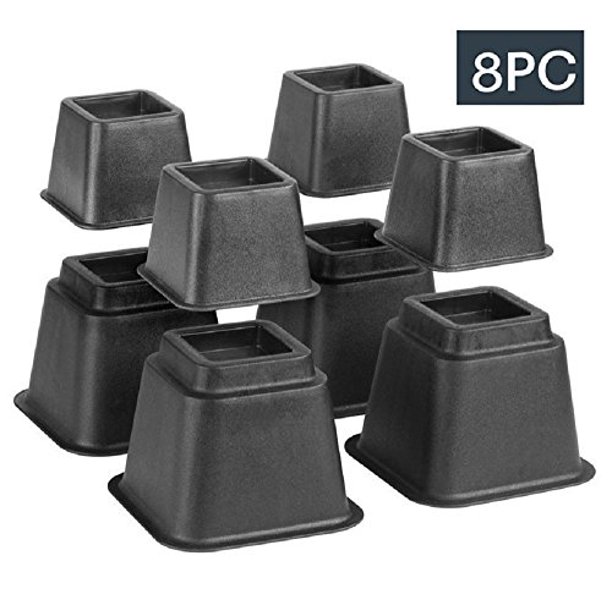 Bed Risers, Adjustable Heavy Duty, 8 Piece Set, 3 or 5 or 8 Inches Tall