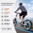 thumbnail image 3 of Lilypelle Folding Electric Bicycle for Adults, Peak 1200W Rear Motor，48V 500Wh Built-in detachable battery,20"×3.0 Fat Tire 7 Speed Step-Thru Electric Cargo Bicycle，20MPH, Fits for 4'9" to 6'5", 3 of 9