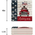 thumbnail image 3 of FMSHPON Independence Day Vintage Pickup Truck with American Flag Retro Car Set of 4 Coaster for Drinks, Absorbent Ceramic Stone Coasters Cup Mat with Cork Base for Coffee Table Bar Decor, 3 of 4