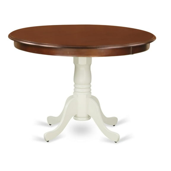 East West Furniture Hartland Round Wood Dining Table in Mahogany/White