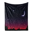 thumbnail image 1 of Night Soft Flannel Fleece Throw Blanket, Red Sky at Starry Landscape and Mountains Astrology Astronomy, Cozy Plush for Indoor and Outdoor Use, 60" x 80", Indigo Magenta Black, by Ambesonne, 1 of 6