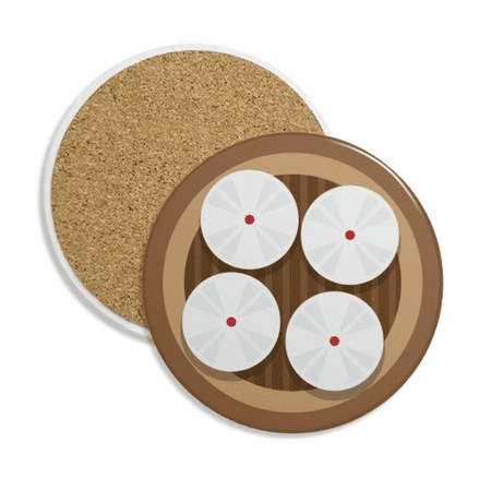 

China Dish Steamed Buns Food Pattern Coaster Cup Mug Tabletop Protection Absorbent Stone
