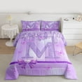 thumbnail image 2 of Manfei Purple Bow Butterfly 2pcs Bedding Comforter Set for Children Kids Teens,Letter Monogrammed Initial M Twin Comforter Sets,Bling Glitter Breathable Bedding Set,Graffiti Splash Home Decor, 2 of 8