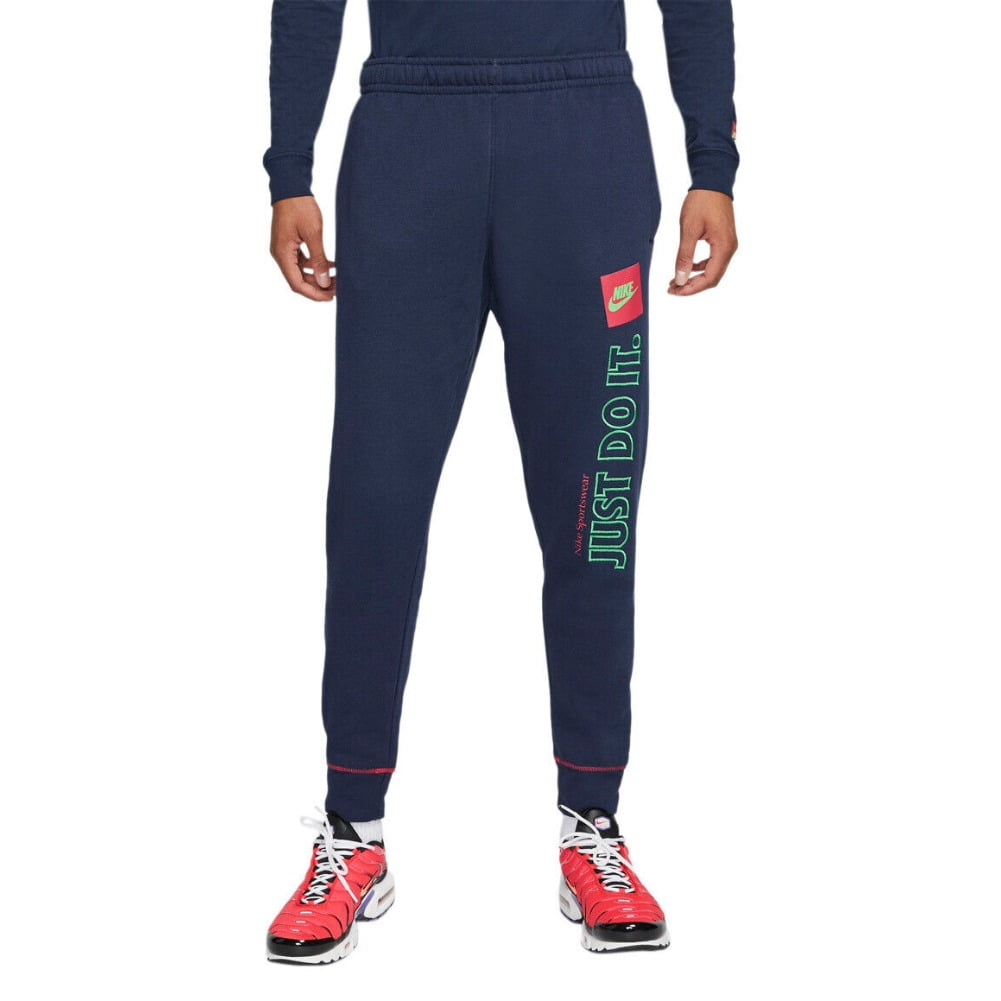 red and blue nike joggers