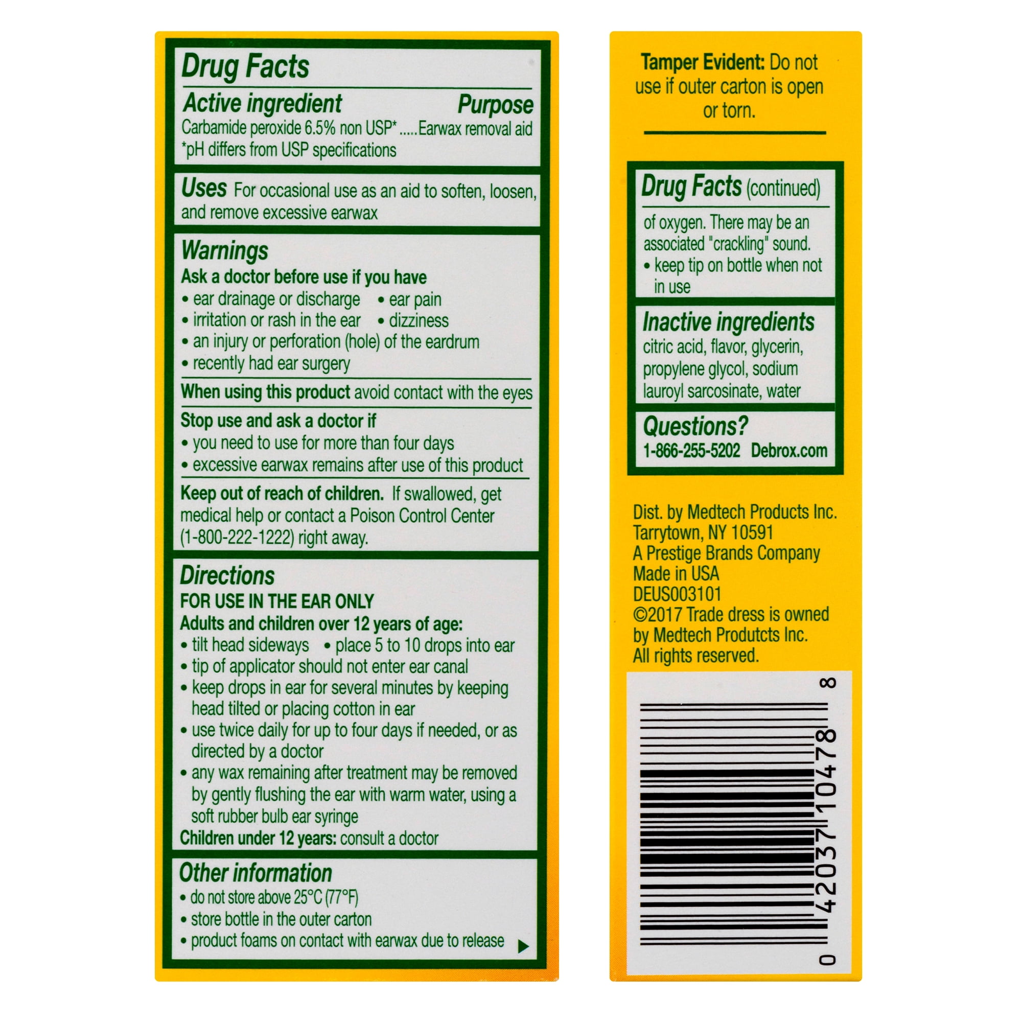Debrox Earwax Removal Drops with Gentle Microfoam Cleansing Action, 0.5 fl oz