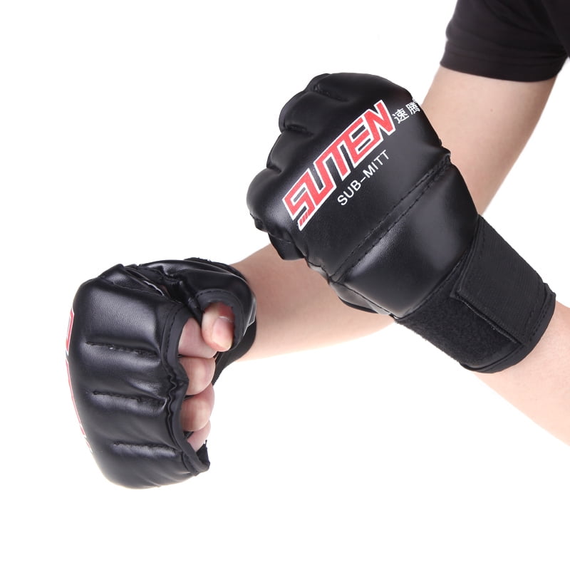 Boxing Short Gloves Training MMA Pu Punching Half Fighting Muay Thai Gym RED NEW