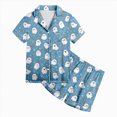 thumbnail image 5 of TOWED22 Halloween Girls Pajamas Set Ghost Pumpkin Print Short Sleeve Button Down 2 Piece Loungewear Sets Sleepwear Outfit Sets for 2-13T(Sky Blue,2-3 Y), 5 of 5