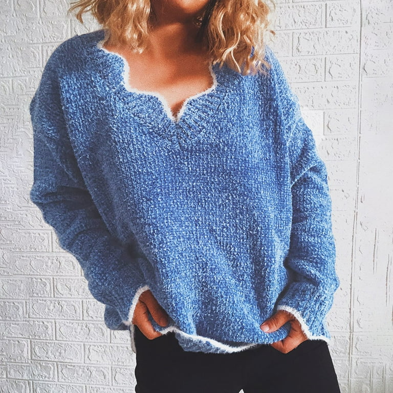 Aayomet Long Cardigan Sweaters For Women Women's Open Front Long Sleeve  Boho Boyfriend Knit Cardigan Sweater,Blue XL 