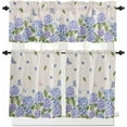 thumbnail image 6 of Kitchen Curtains Set, Purple Blue Spring Floral Kitchen Curtains and Valances Set, Farmhouse Summer Botanical Rod Pocket Tier Curtains 24 Inch Length for Cafe/Bedroom Windows, 6 of 6