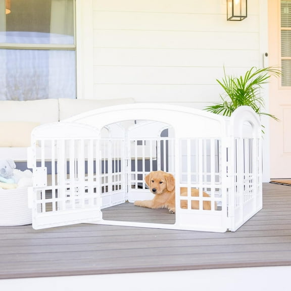 Carlson 24-Inch 4-Panel Plastic Pet Playpen with Door - White