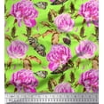 thumbnail image 1 of Soimoi Velvet Fabric Buttefly,Leaves & Rose Floral Printed Fabric 1 Yard 58 Inch Wide, 1 of 1