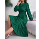 thumbnail image 5 of mfyjkho Vestidos de verano para mujer, Vestido liso de mujer con cuello redondo, mangas largas y volantes Vestidos de fiesta para mujer xl, 5 of 8