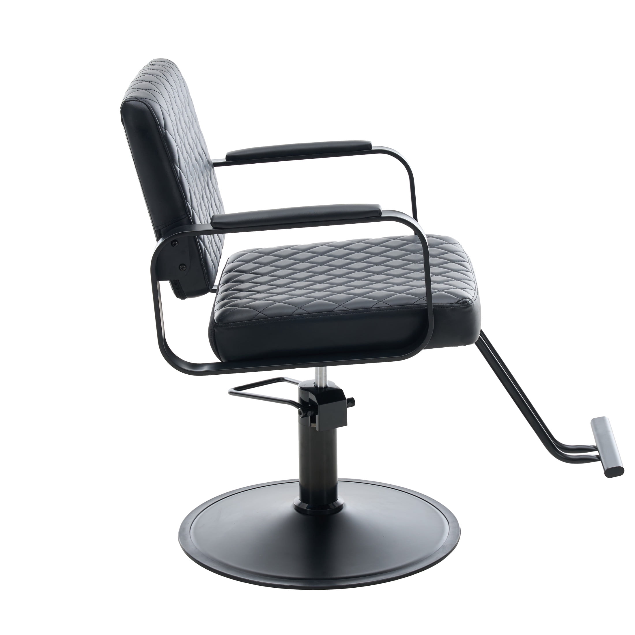 Noble House 360° Swivel Adjustable Salon Styling Chair, Diamond-Quilted PU Upholstery, Black
