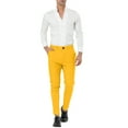 thumbnail image 2 of INSPIRE CHIC Men's Striped Dress Pants Flat Front Trousers Business Pant 36 Yellow, 2 of 6