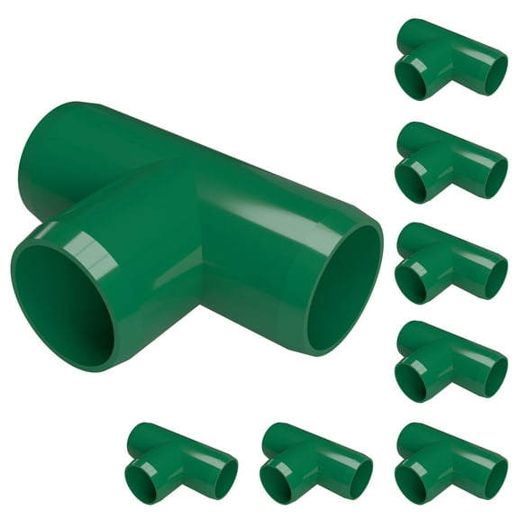 FORMUFIT PVC Fitting, Standard Tee , Furniture Grade, 3/4" Size, Green, 8-Pack (F034TEE-GR-8)