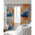 thumbnail image 4 of Orange Blue Botanical Blackout Curtains for Bedroom Living Room Darkening Curtains 54 Inch Long Abstract Art Forest Short Curtain for Small Window Treatment Thermal Insulated Grommet Drapes 52"x54"x2, 4 of 9