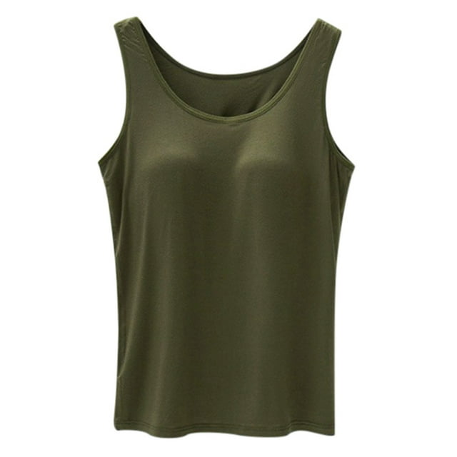 Débardeurs pour Femmes avec Soutien-Gorge Intégré 2024 Été Décontracté Col Rond Camisole Sans Manches Grande Taille Rembourrée Hauts d'Entraînement Garde-Robe Hauts pour Femmes Crop Top des Années 90 Hauts Athlétiques pour Femmes Paquet Haut Décolleté Femme Transparent