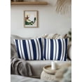 thumbnail image 2 of Outdoor Pillows Waterproof, Navy Blue Striped Throw Pillows with Inserts Included, Modern Art Farmhouse Stripes Indoor Outdoor Decorative Lumbar Pillow for Bed/Couch/Patio 16"x16", 2Pcs, 2 of 8