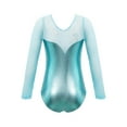 thumbnail image 2 of Sxiwei Kids Girls Long Sleeve Metallic Ballet Dance Leotard Bodysuit Gymnastic Skating Jumpsuit Blue Green 12, 2 of 7