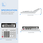 Desktop Calculator, Clear Large LCD 12-Digit Display, School Calculators with Dual Power Battery and Solar, Sensitive Big Buttons and Standard Function for School, Office, Home