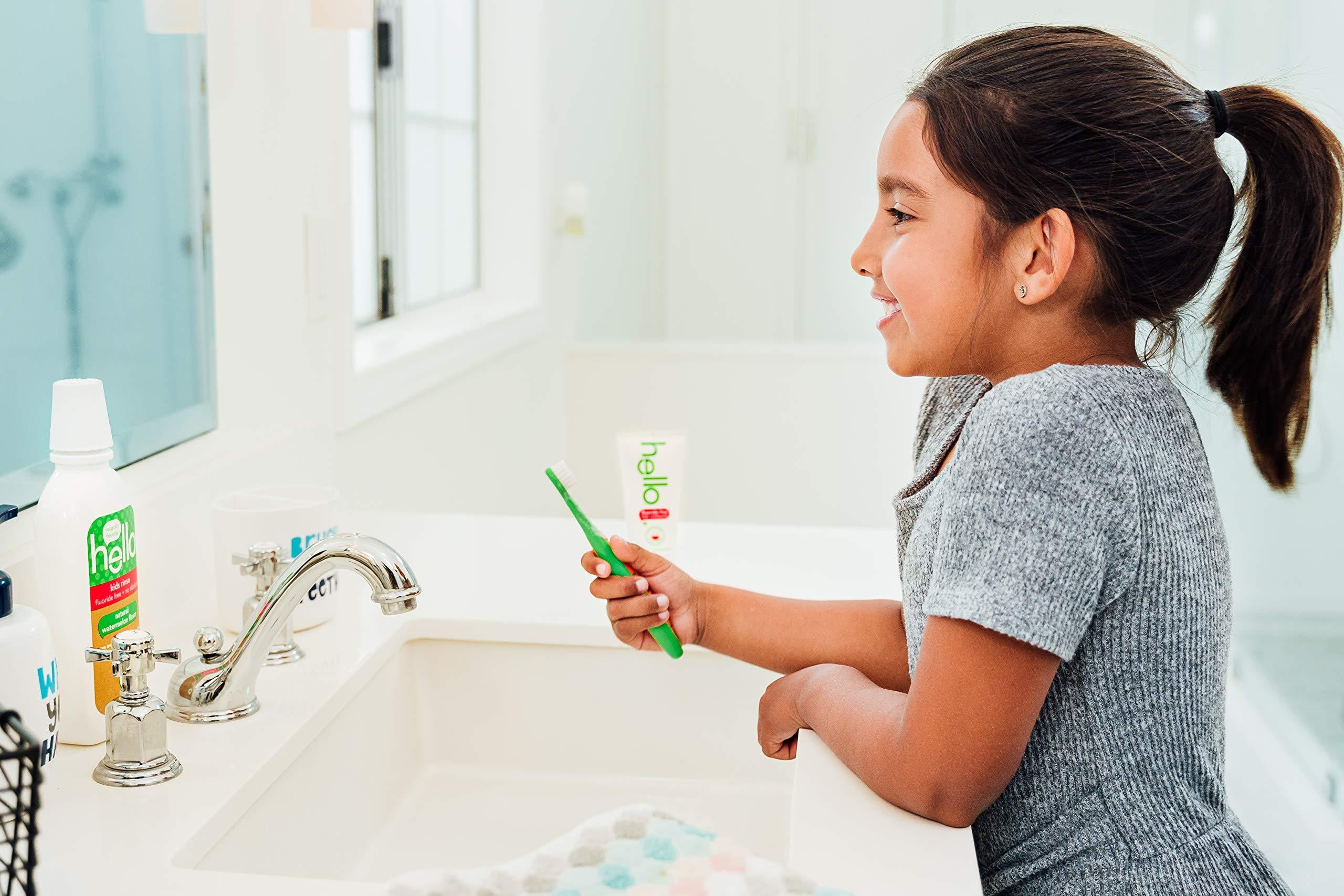 Hello Oral Care Kids Fluoride Free Toothpaste for 3 Months+, Gluten Free and SLS Free, Natural Watermelon, 4 Count