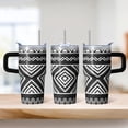 thumbnail image 2 of 20oz Stainless Steel Insulated Mug with Lid and Straw, Bohemian Design Coffee Tumbler, Double Wall Vacuum Travel Cup, Leakproof, 2 of 5