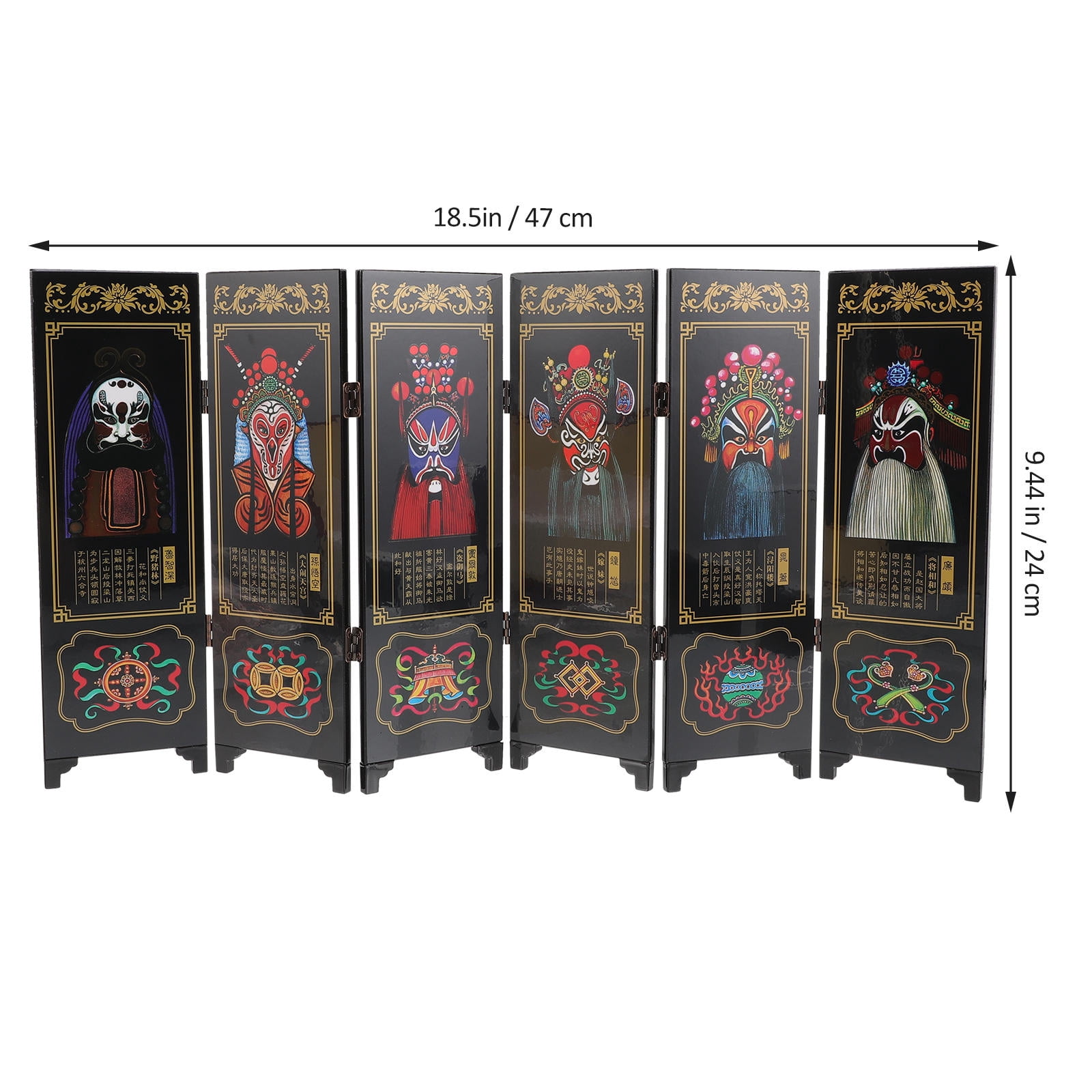 GOOHOCHY Folding Screen Wooden Panel Mini Room Divider for Desktop in Chinese Style