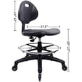 thumbnail image 6 of Drafting Stool - Easy to Clean! Ergonomic Polyurethane Chair. Seat Height Adjustable w/Heavy Duty Footring for Home, Automotive, Lab, Cleanroom (Soft Roller Blade Casters, Medium Stool)$$Office, 6 of 9
