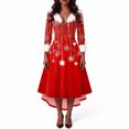 thumbnail image 5 of Christmas Dresses for Women Women's Fashionable V-neck Casual And Form-fitting Christmas Printed Long-sleeved Dress for Holiday Party,Wine,XL, 5 of 5