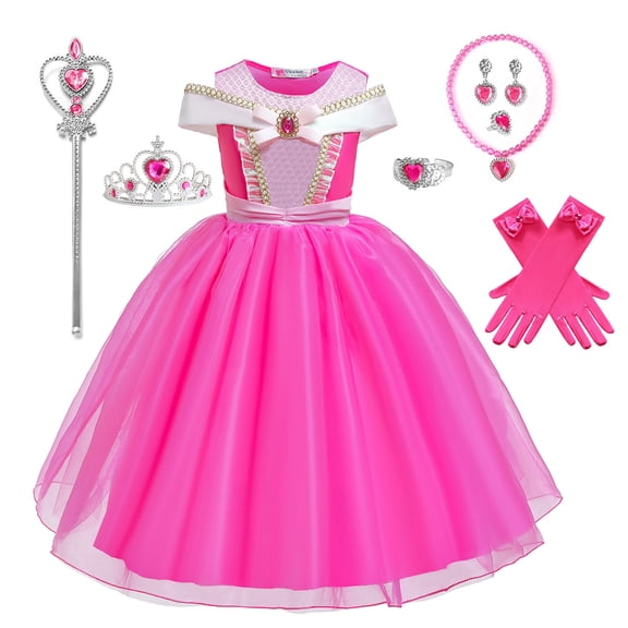 Pink Princess Dress Party Toddler Girls Halloween Costume Deluxe Beauty Cosplay Outfit