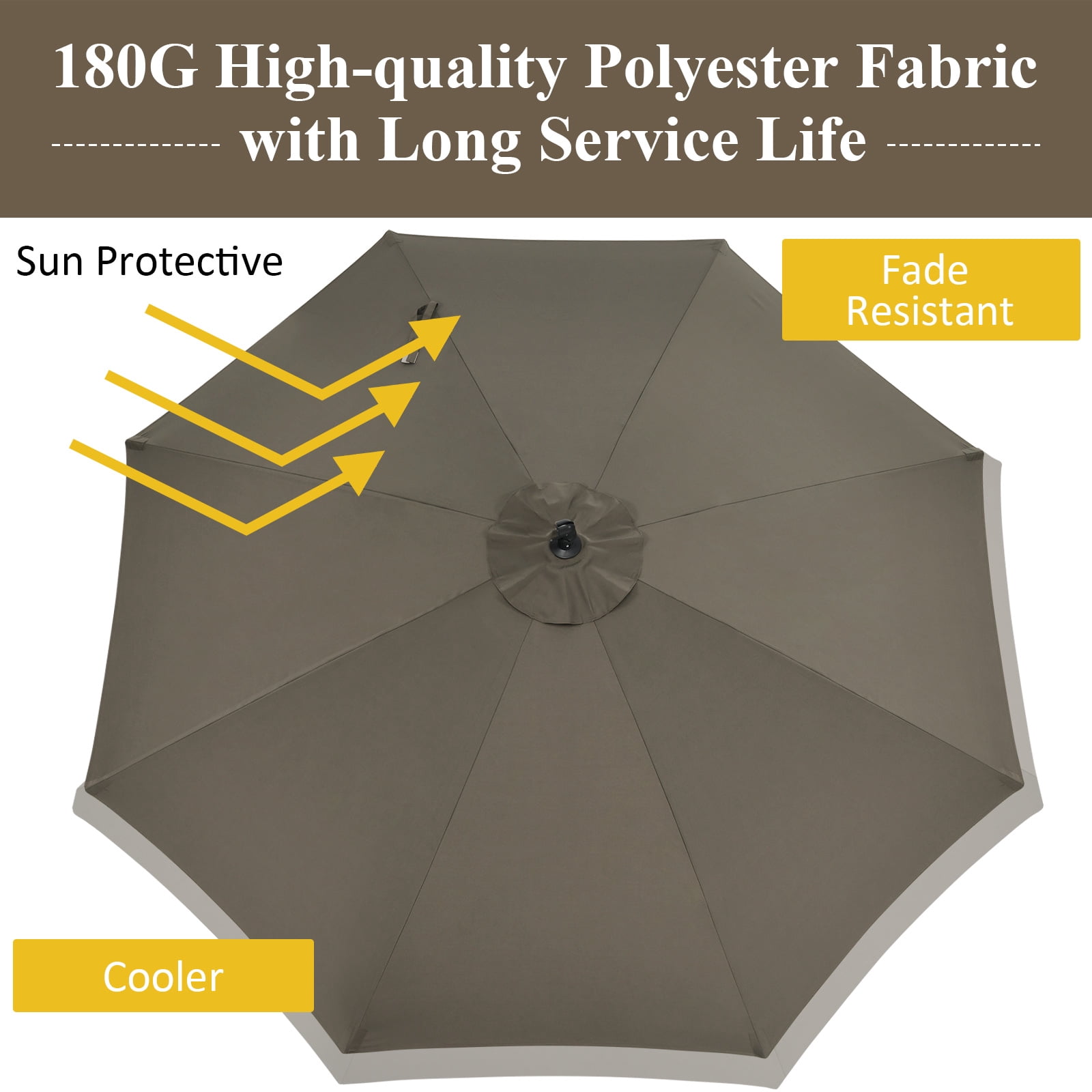 Patiojoy 10FT Patio Offset Umbrella 8 Ribs Cantilever Umbrella w/Crank for Poolside Yard Lawn Garden Coffee