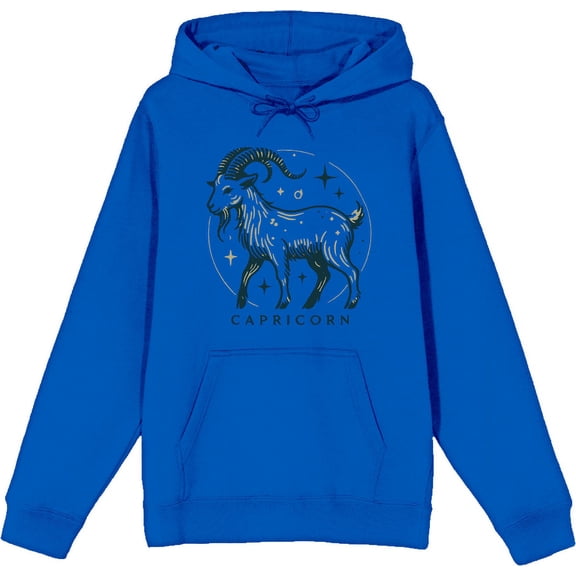 Capricorn Zodiac Sign Adult Blue Long Sleeve Hoodie-3XL