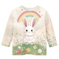 thumbnail image 4 of Easter Outfits for Girls 3/4 Sleeve Easter Day Print Bunny Egg Round Neck Bottom Shirt Kids 3-13Y Multicolor 9-10 Years, 4 of 5