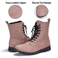 thumbnail image 4 of UKAP Women Comfortable Work Boot Outdoor Slip Resistant Side Zipper Ankle Boots Leather Booties Lace-Up Combat Boot Pink 8, 4 of 7