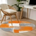 thumbnail image 5 of Orange Grey Abstract Round Area&nbsp;Rug 3.3ft Vintage Modern Non-Slip&nbsp;Washable Circle Rugs Soft Felt Indoor Floor Mat for Bedroom Kitchen Living Room Bathroom, 5 of 9