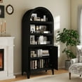 thumbnail image 7 of 72" Tall Arched Bookcase,Black Large Floor Standing Bookshelf with Fluted Doors, Book Case for Living Room Hallway Kitchen Home Office Bedroom, 7 of 7