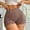 Brown, variant on Womens High Waisted Biker Shorts - Ribbed Seamless Tummy Control - Nylon Spandex - Beige,Size M