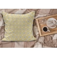 thumbnail image 2 of Quatrefoil Fluffy Throw Pillow Cushion Cover, Far Eastern Style Girih Tiles Pattern in Clover Moroccan Star Print, Decorative Square Accent Pillow Case, 36" x 36", Yellow White, by Ambesonne, 2 of 5
