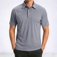 thumbnail image 2 of VSSSJ Golf Shirts for Men Quick Dry Moisture Wicking Casual Short Sleeve Shirt Waffle Collared Button Loose Breathable Summer Shirts Gray M, 2 of 7