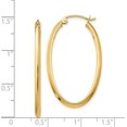 thumbnail image 4 of 14k Yellow Gold 2mm Oval Hoop Earrings - 35mm, 4 of 6