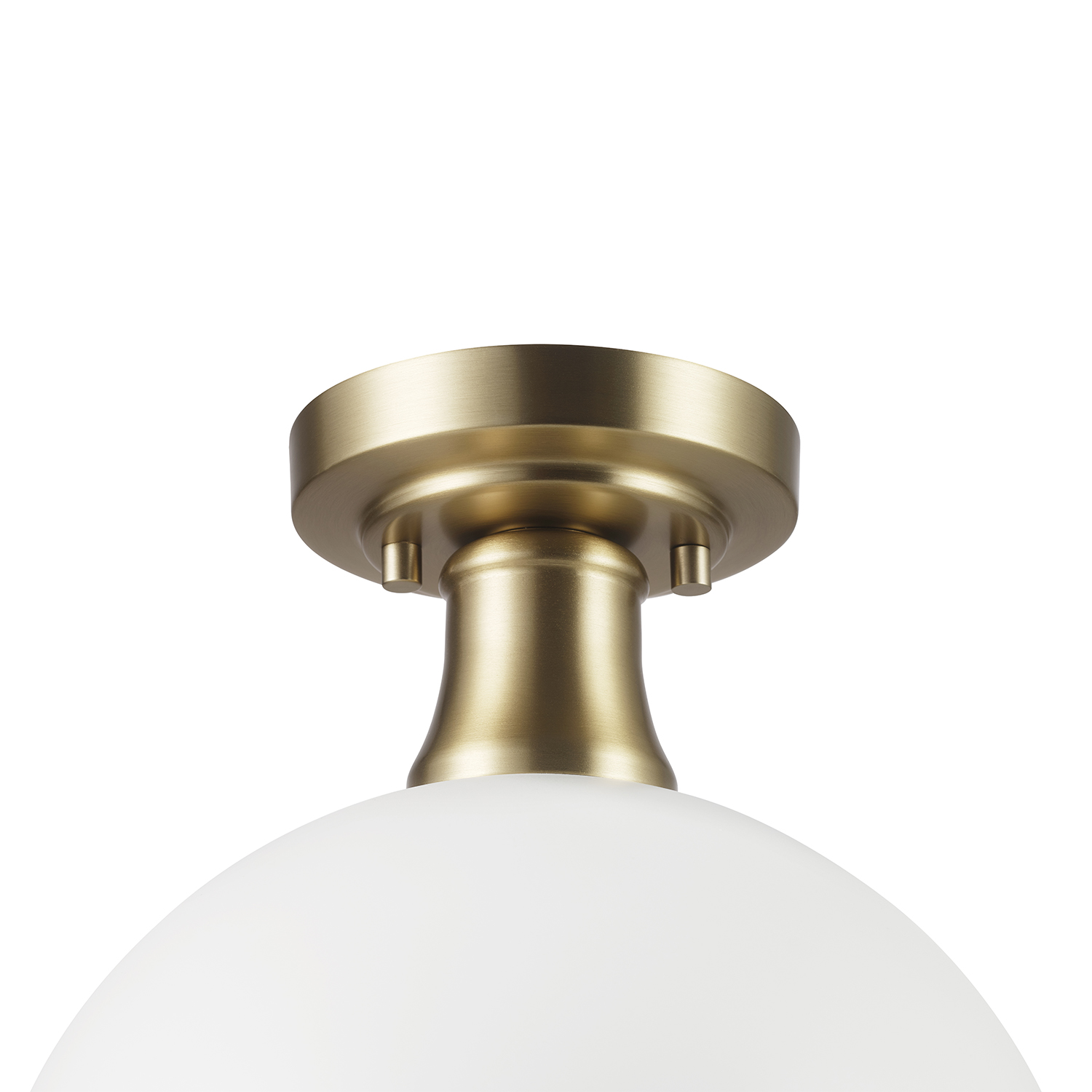 Globe Electric 1-Light Matte White Semi-Flush Ceiling Light, Brass Accents, Modern Glam, 91004455